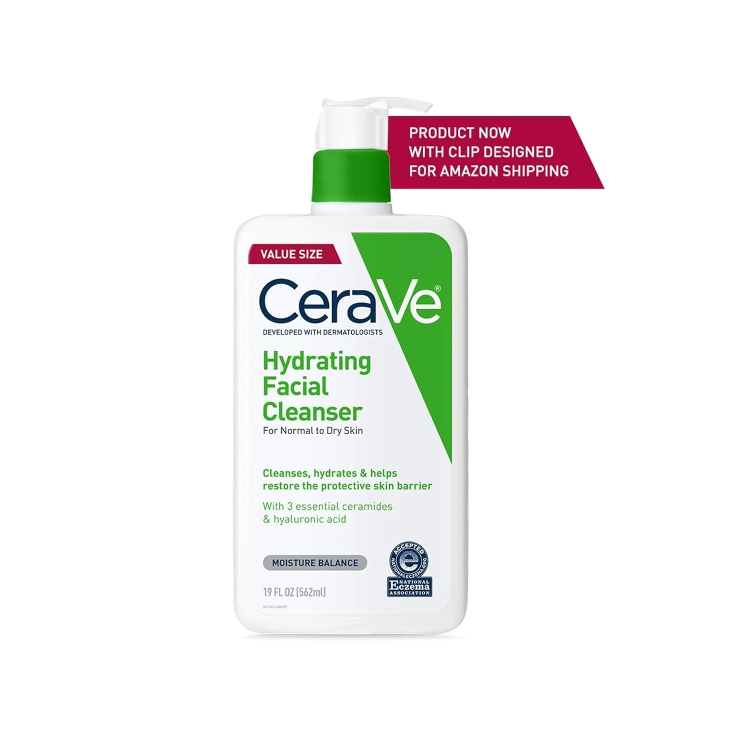 CeraVe Hydrating Facial Cleanser, Moisturizing Face Wash For Dry Skin, Hyaluronic Acid + Ceramides + Glycerin, Hydrating Cleanser For Normal To Dry Skin, National Eczema Association Certified, 19 Oz - Image 9