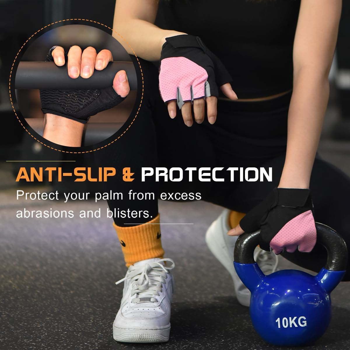 sunnex Workout Gloves for Women - Breathable Weight Lifting Gloves with Non-Slip Silicone Padding, Fingerless Gym Gloves for Cycling, Rowing, Pull Ups & Training (4 Sizes) - Image 5