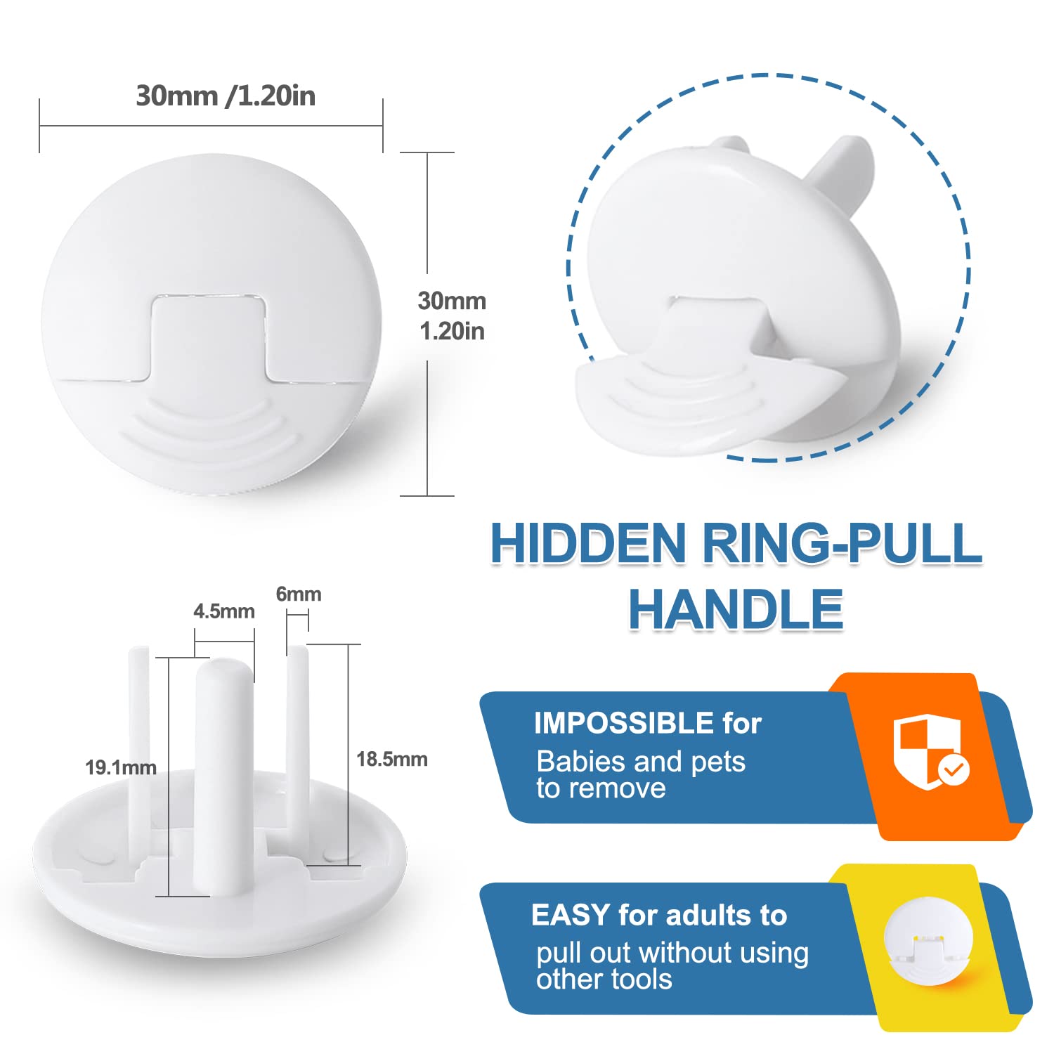 PRObebi Outlet Covers Baby Proofing White - 38 Pack Plug Covers for Electrical Outlets, Child Proof Socket Covers, Baby Safety Products for Home, Office, Easy Insatllation - Image 2