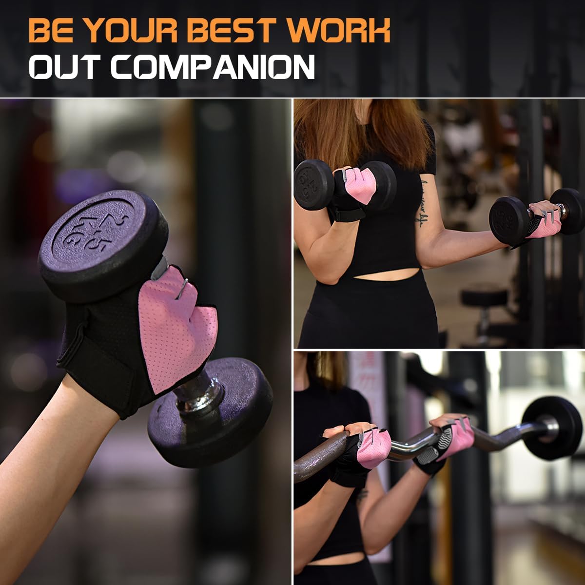sunnex Workout Gloves for Women - Breathable Weight Lifting Gloves with Non-Slip Silicone Padding, Fingerless Gym Gloves for Cycling, Rowing, Pull Ups & Training (4 Sizes) - Image 7