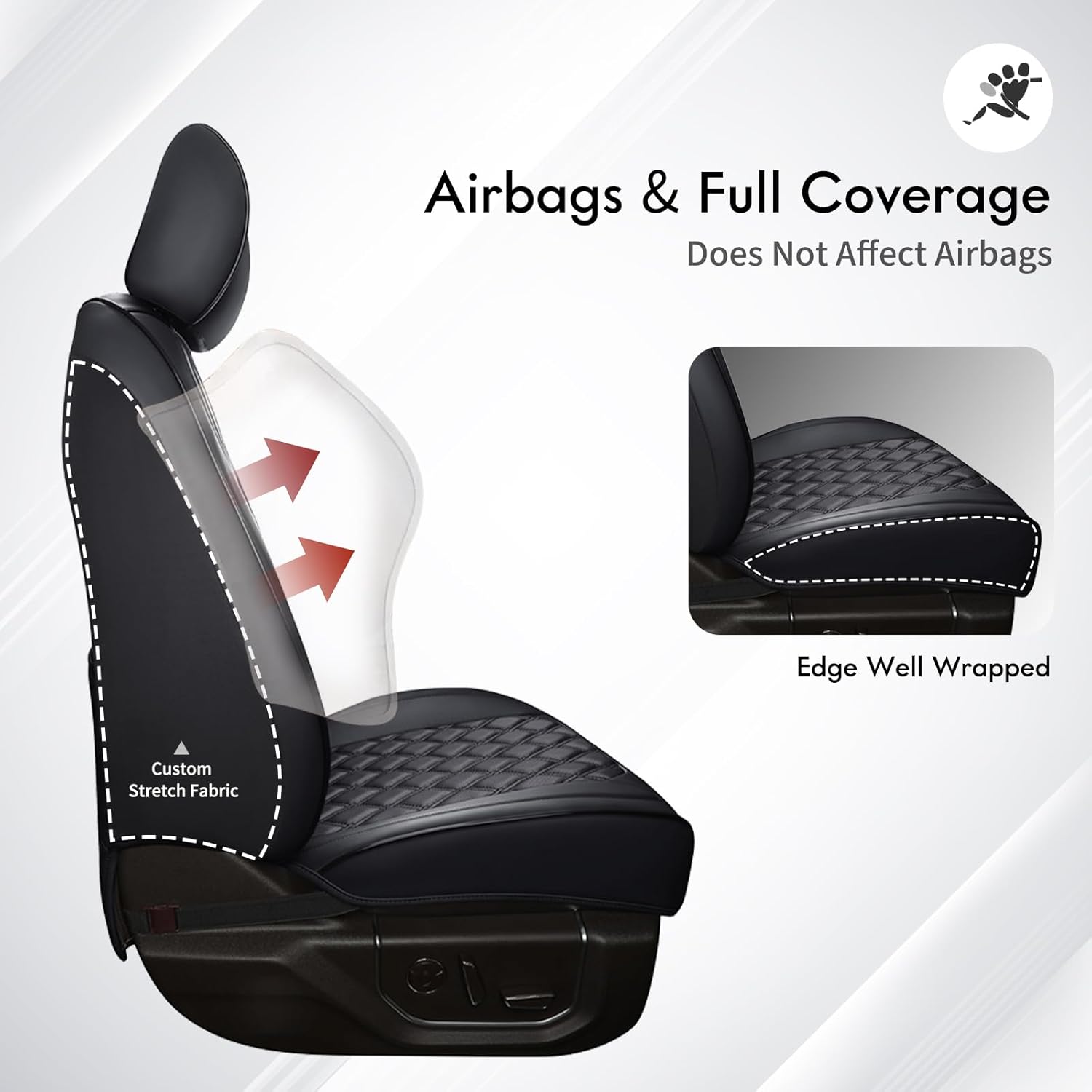 Huidasource Ford Seat Covers, Leather Pickup Seat Cushion Cover Fit for 2015-2025 Ford F150 SuperCrew & 2017-2025 F250 F350 F450 Super Duty Crew Cab XL XLT Lariat King Ranch Platinum(Full Set/Black) - Image 4