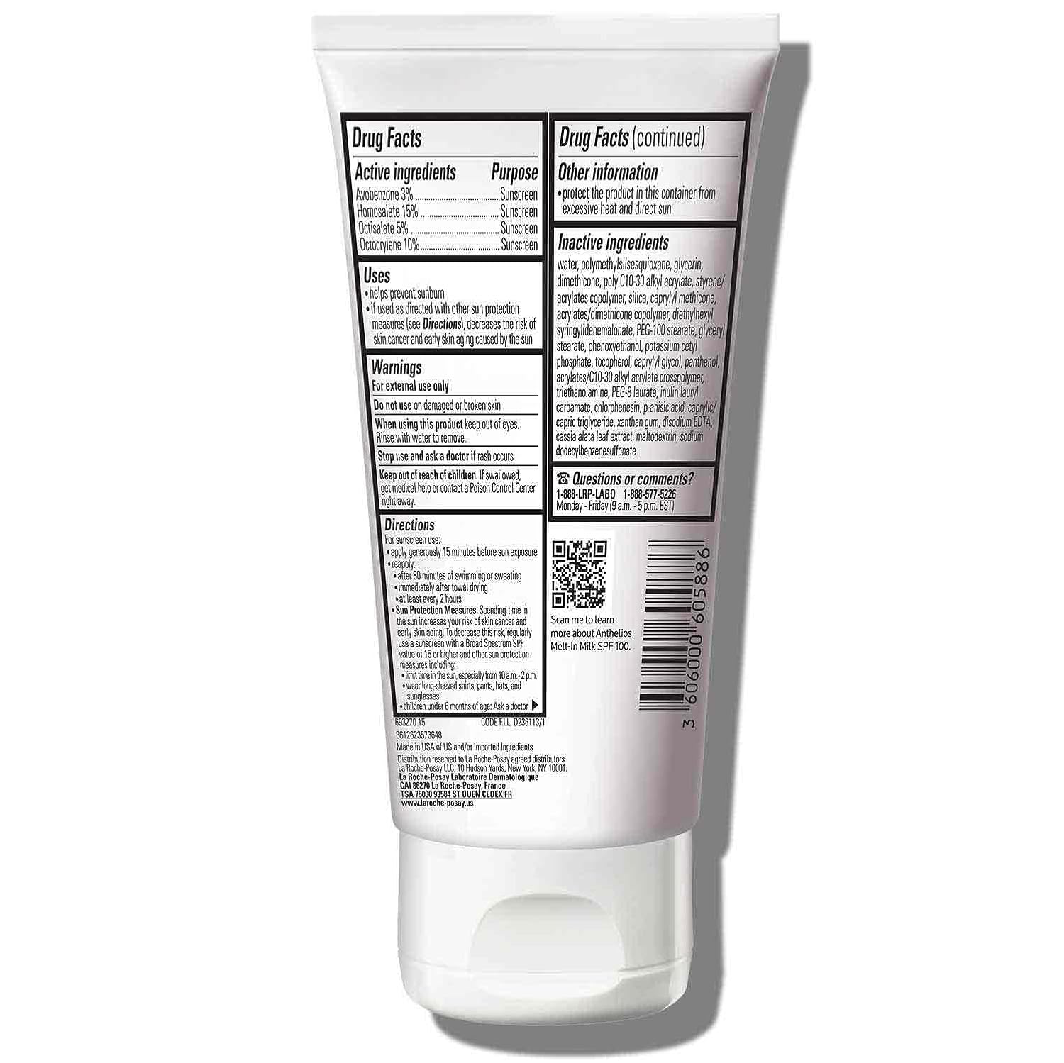 La Roche-Posay Anthelios Melt-In Milk Sunscreen SPF 100, Sunscreen For Body & Face, Broad Spectrum SPF + Antioxidants, Oil Free, For Sun Sensitive Skin, Oxybenzone Free - Image 6