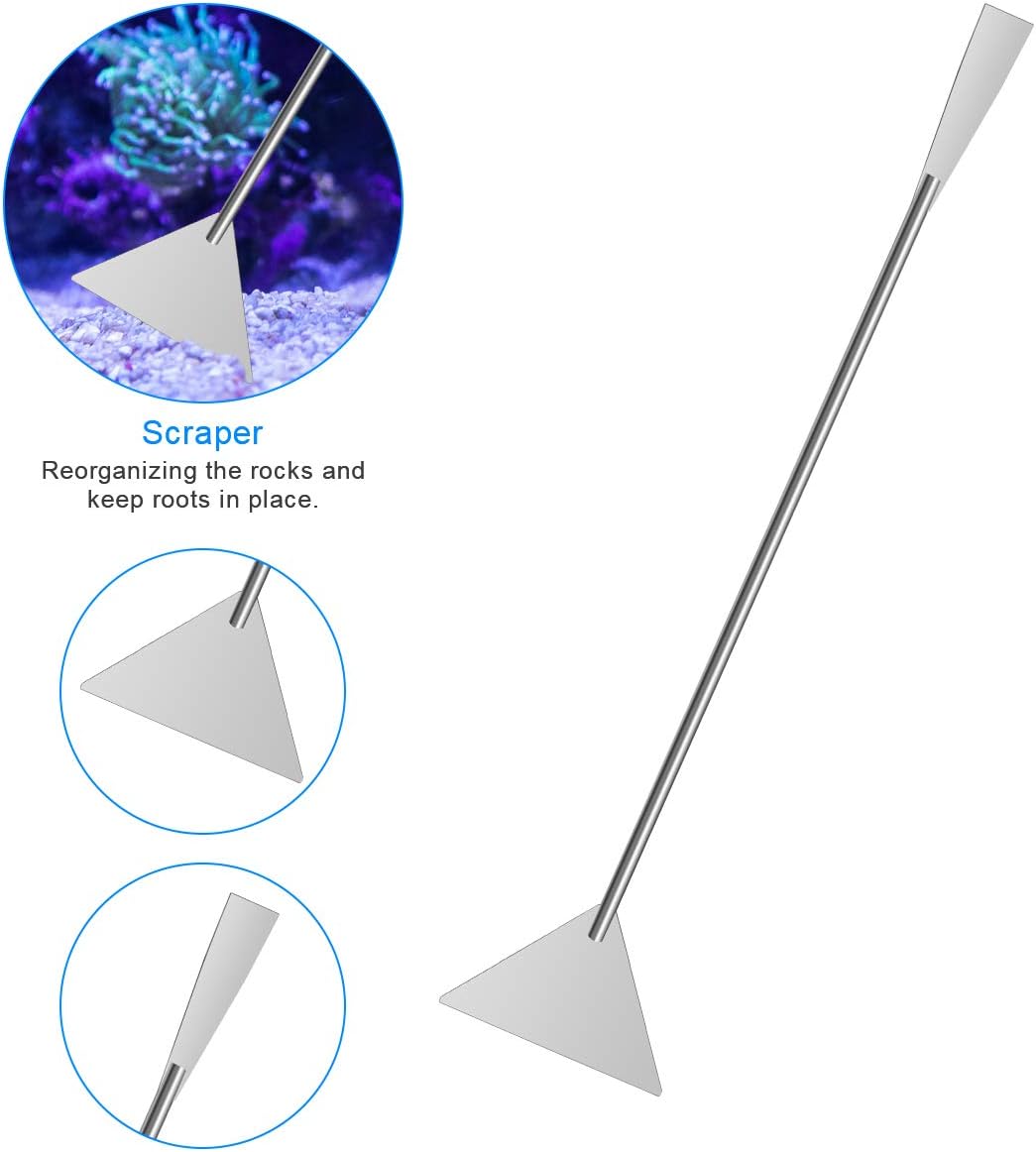 Luxiv Aquarium Aquascape Tools Kit, 6 in 1 A Aquatic Plant Aquascaping Tool Stainless Steel Tweezers Scissors Spatula for Aquarium Tank Clean Aquascape Tools with Fishing Net, 80P PH Paper - Image 4