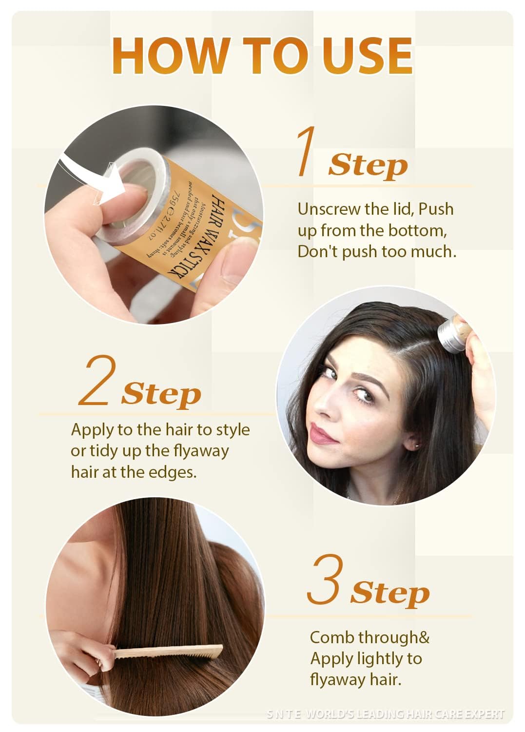 Samnyte Hair Wax Stick, Gel Tamer for Flyaways, Nourishing Slick Stick Pomade for Women & Kids, Slick Back & Styling Cream, Hair Styling Accessories for Teen Girls Gifts, 2.7 Fl Oz | Nourishing - Image 7