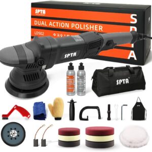 Buffer Polisher, SPTA 5-Inch 125mm Dual Action Random Orbital Car Polisher,Car Detailing Kit, 4Pcs 5inch & 4Pcs 6Inch Polishing Pad,Packing Bag for Car Polishing and Waxing–DAPSET-US