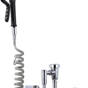 Pet Grooming Faucet, Wall Mount 8″ Centers Mixing Faucet, Brass Pet Grooming Unit with Aluminum Spray Valve, Coiled Hose, Vacuum Breaker, Lever Handles for Shower Bathroom Garden Outdoors Sink