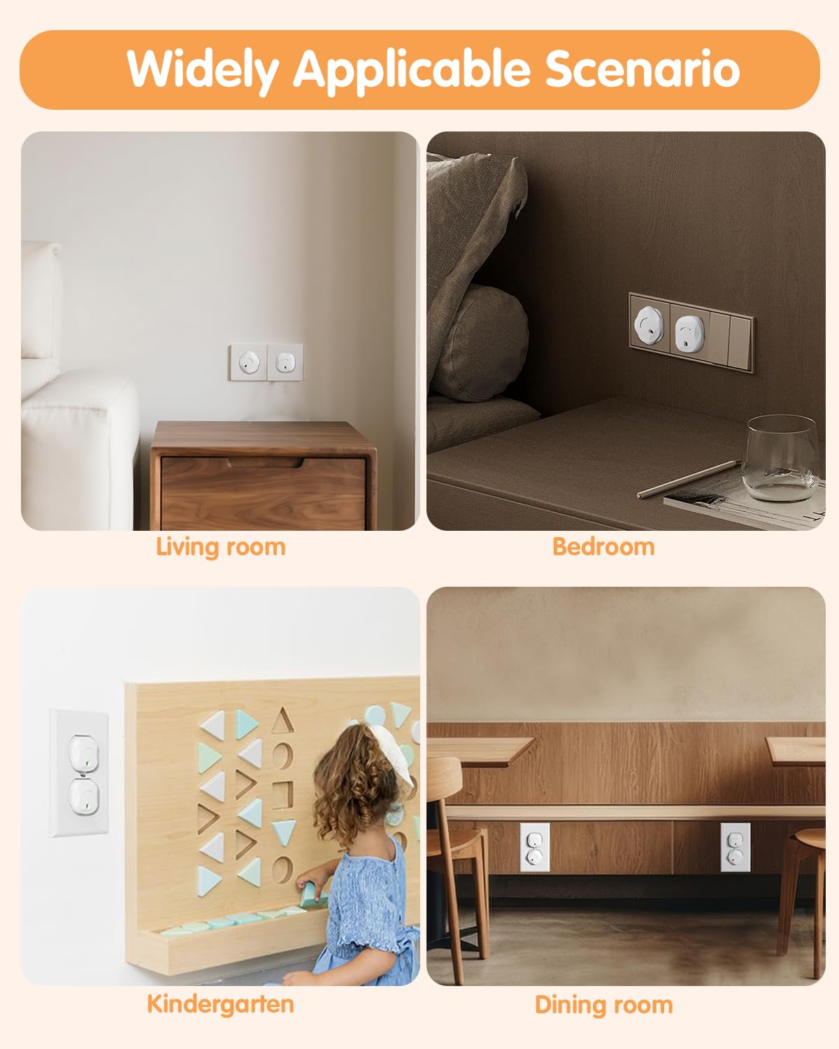Outlet Covers Baby Proofing, 24 Pack Plug Covers Baby Proofing, Outlet Plug Covers for US 3-Prong to Prevent Electric Shock, Outlet Covers for Home, Office, School, Toddlers & Babies, White - Image 8