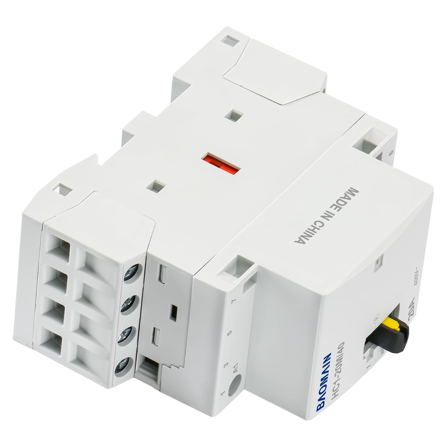 BAOMAIN 220V 4-Pole 20A Manual/Auto AC Contactor, 4NO, DIN Rail Mount | HC1-20M,4P Manual or Automatic Switchable,20Amp 4NO AC220V Contactor For HVAC,Motor,Pump,and Lighting Control - Image 6