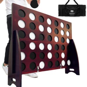 SWOOC Games – XL Giant 4 in A Row (4ft x 3ft) All Weather with Carrying Case & 60% Quieter Design – Giant Connect Outdoor Game – Outdoor Games for Family – Jumbo Lawn Activity – Outside Fun