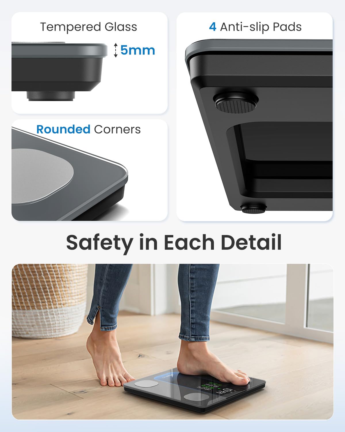 RENPHO Smart Scale for Body Weight, Weight Scale with 7-in-1 Large Display for BMI, Body Fat, Muscle Mass, 13 Body Composition, High Accurate Bluetooth Scale, 500lbs, 11.8", Elis 2XL - Image 9