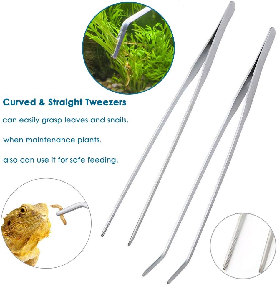 Capetsma Aquascape Long Stainless Steel Plant Tools Set - Aquarium Tweezers, Scissors, Spatula, Algae Scrapers - Fish Tank Cleaning Kit - Image 5