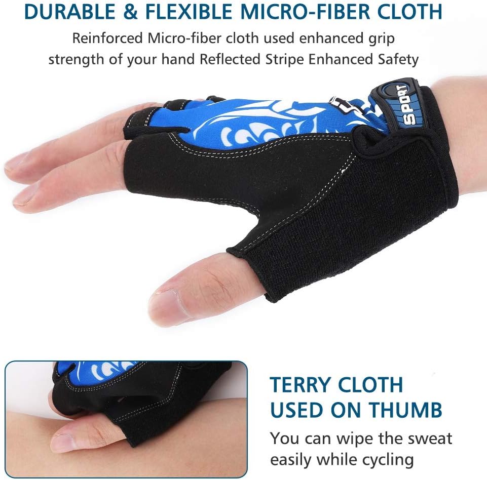 Accmor Cycling Gloves for Women Men, Half Finger Bike Gloves, Road Bicycle Gloves, Shock-Absorbing Anti-Slip Breathable Motorcycle Mountain Bike Gloves for Men Women Adults - Image 6