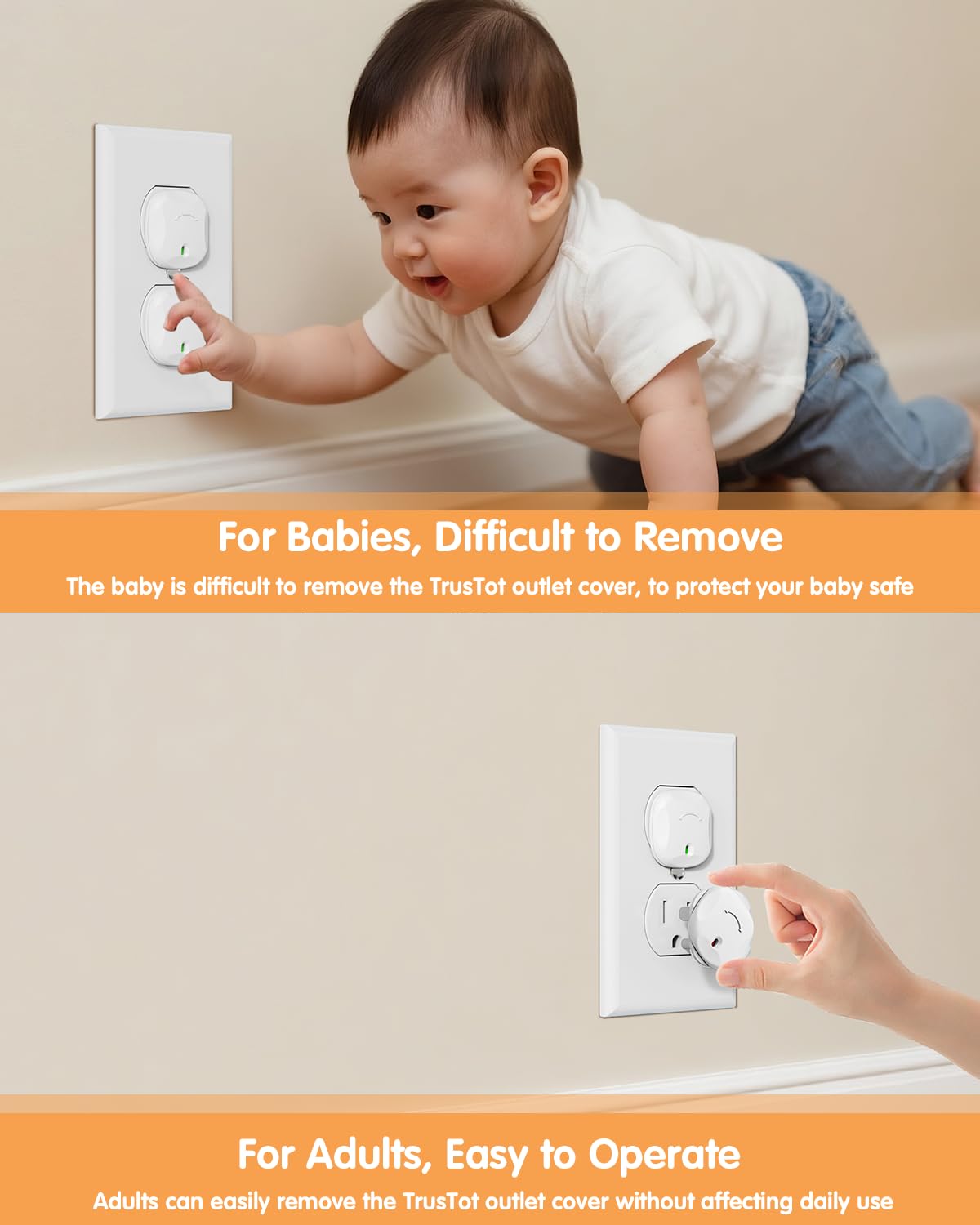 Outlet Covers Baby Proofing, 24 Pack Plug Covers Baby Proofing, Outlet Plug Covers for US 3-Prong to Prevent Electric Shock, Outlet Covers for Home, Office, School, Toddlers & Babies, White - Image 4