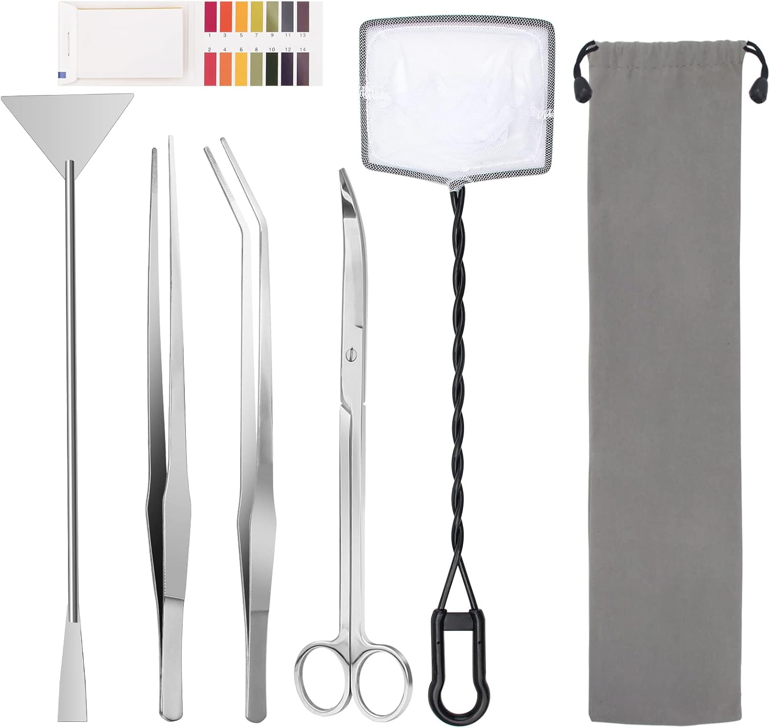 Luxiv Aquarium Aquascape Tools Kit, 6 in 1 A Aquatic Plant Aquascaping Tool Stainless Steel Tweezers Scissors Spatula for Aquarium Tank Clean Aquascape Tools with Fishing Net, 80P PH Paper Luxiv Aquarium Aquascape Tools Kit, 6 in 1 A Aquatic Plant Aquascaping Tool Stainless Steel Tweezers Scissors Spatula for Aquarium Tank Clean Aquascape Tools with Fishing Net, 80P PH Paper