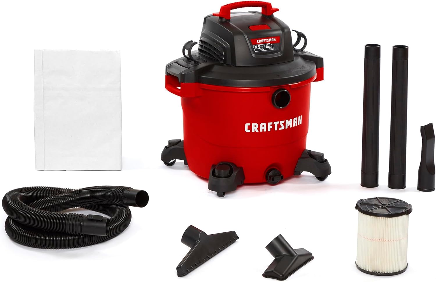 CRAFTSMAN CMXEVBE17595 16 Gallon 6.5 Peak HP Wet Dry Vac, Heavy-Duty Shop Vacuum Wet and Dry with Filter, Dust Bag, Hose and Attachments for Home Projects & Renovations CRAFTSMAN CMXEVBE17595 16 Gallon 6.5 Peak HP Wet Dry Vac, Heavy-Duty Shop Vacuum Wet and Dry with Filter, Dust Bag, Hose and Attachments for Home Projects & Renovations
