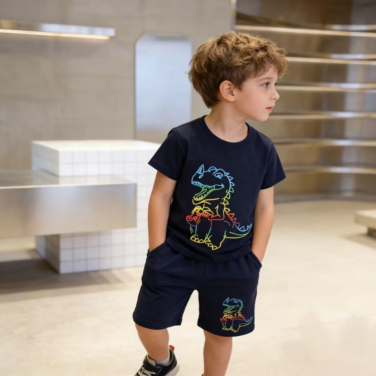 Boy Summer Clothes Toddler Outfits Kids Cotton Short Sleeve Shirt Shorts Set 2-7 Years - Image 5