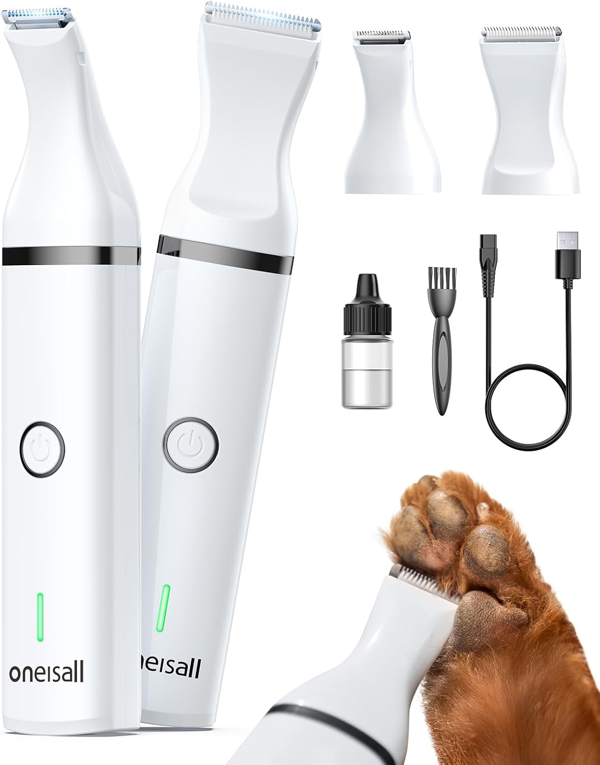 oneisall Dog Clippers with Double Blades,Cordless Small Pet Hair Grooming Trimmer,Low Noise for Trimming Dog’s Hair Around Paws, Eyes, Ears, Face, Rump (White) oneisall Dog Clippers with Double Blades,Cordless Small Pet Hair Grooming Trimmer,Low Noise for Trimming Dog’s Hair Around Paws, Eyes, Ears, Face, Rump (White)