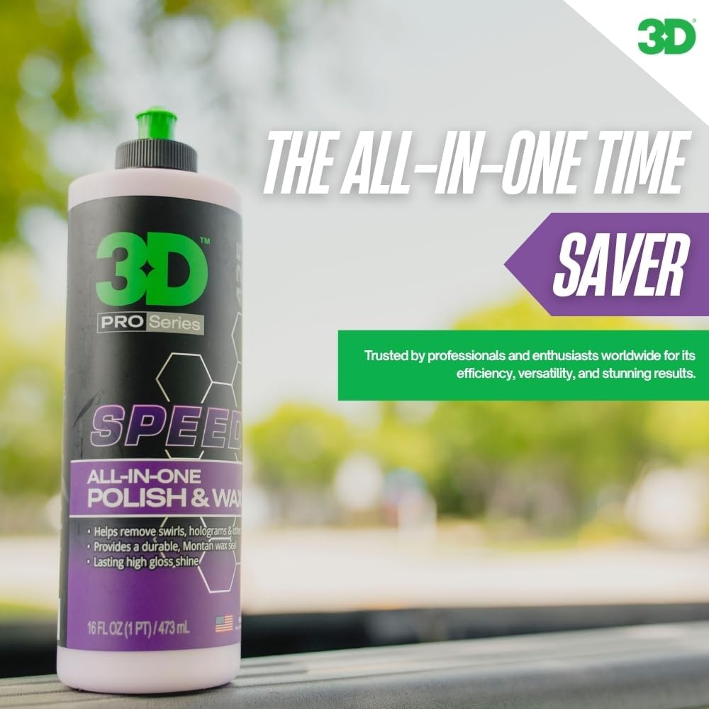 3D Speed All-In-One Polish & Wax – Scratch & Swirl Remover, Clear Coat Safe Paint Sealant – High Gloss Finish, Easy Application – 16oz – Made in USA - Image 4
