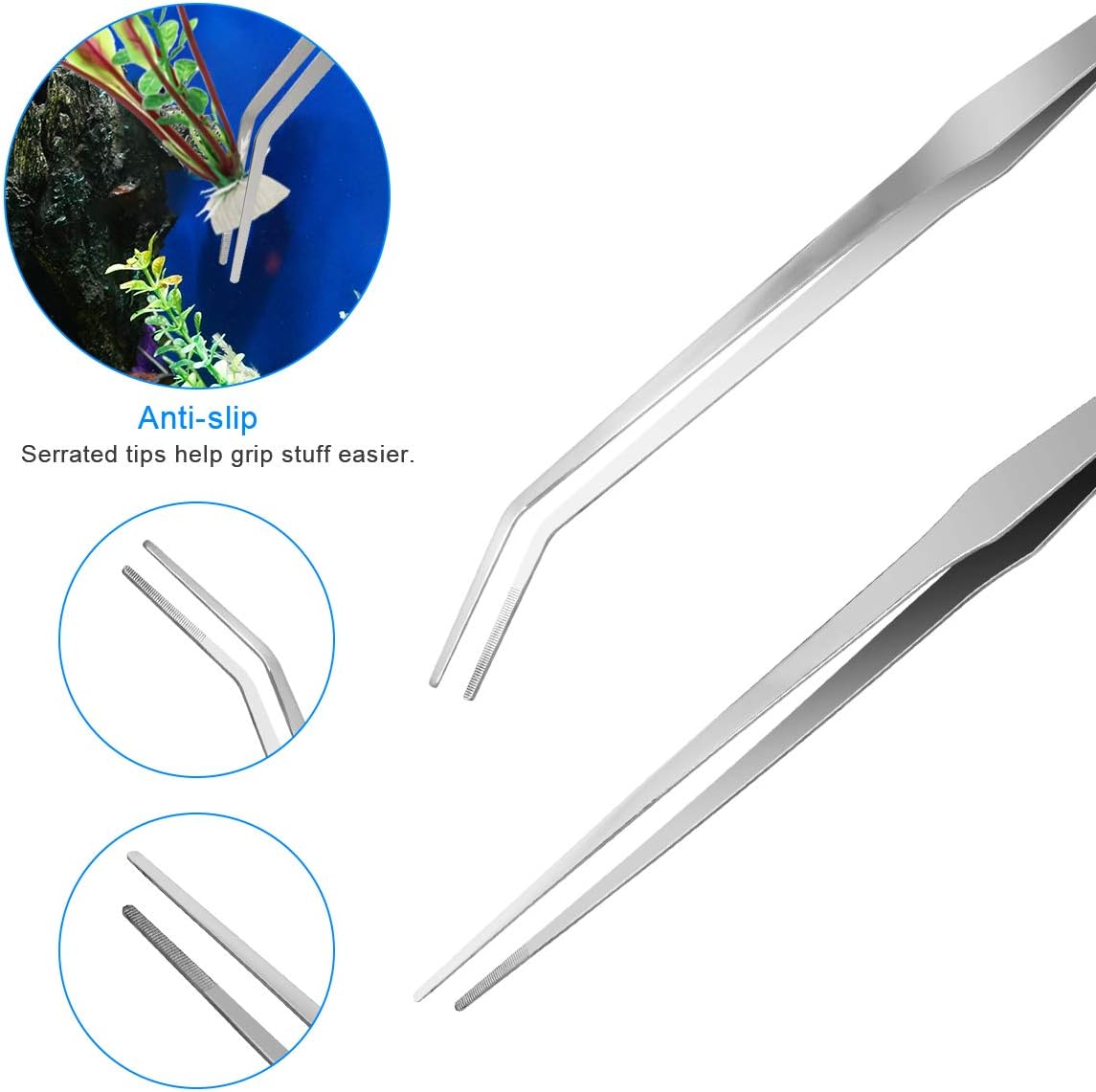 Luxiv Aquarium Aquascape Tools Kit, 6 in 1 A Aquatic Plant Aquascaping Tool Stainless Steel Tweezers Scissors Spatula for Aquarium Tank Clean Aquascape Tools with Fishing Net, 80P PH Paper - Image 3