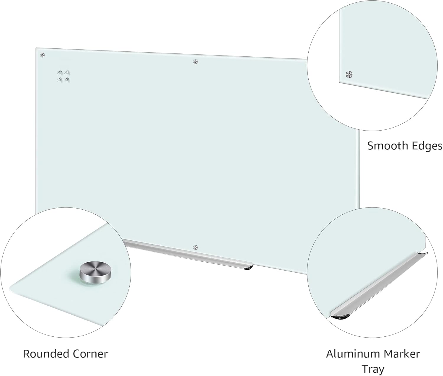 Amazon Basics Glass Dry-Erase Board, Magnetic Frameless Whiteboard, 96W" x 48H" - Image 2
