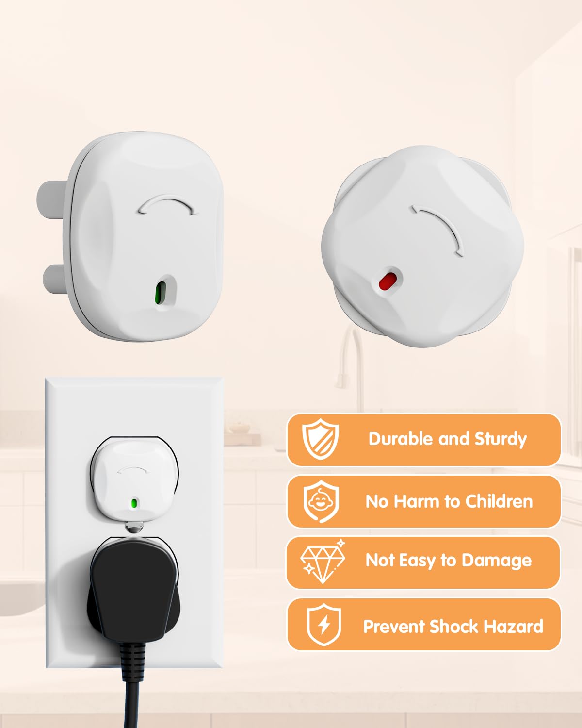Outlet Covers Baby Proofing, 24 Pack Plug Covers Baby Proofing, Outlet Plug Covers for US 3-Prong to Prevent Electric Shock, Outlet Covers for Home, Office, School, Toddlers & Babies, White - Image 2