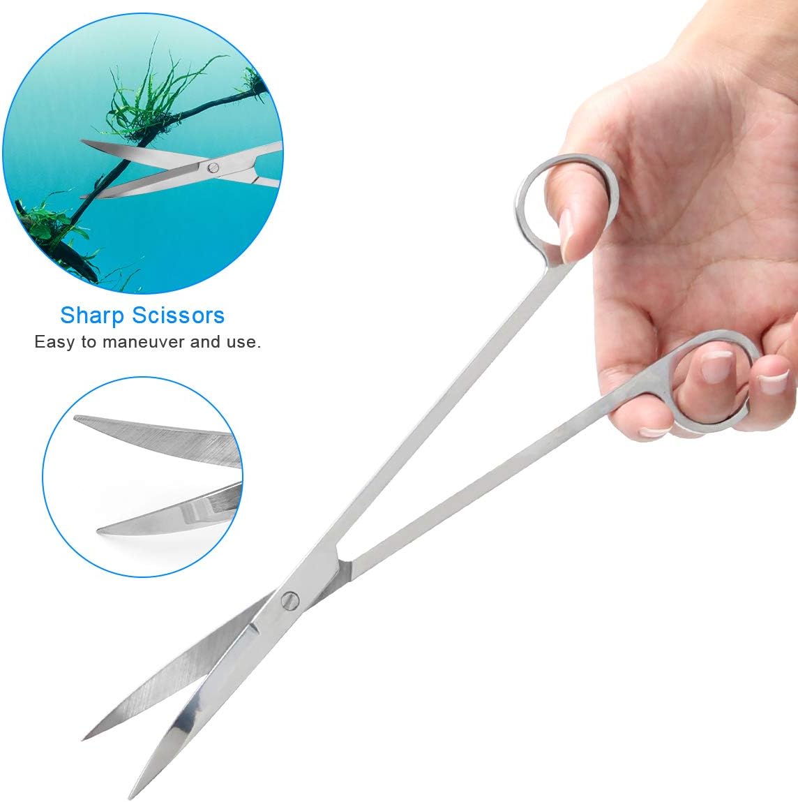 Luxiv Aquarium Aquascape Tools Kit, 6 in 1 A Aquatic Plant Aquascaping Tool Stainless Steel Tweezers Scissors Spatula for Aquarium Tank Clean Aquascape Tools with Fishing Net, 80P PH Paper - Image 5