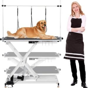 Professional Electric Grooming Table for Dogs At Home, Capacity 264 LBS Dog Grooming Table, Height Adjustable Pet Grooming Table With Dog Grooming Arm, Anti Slip Tabletop, Tool Organizer