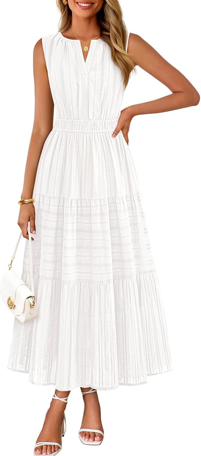MEROKEETY Womens Summer Casual Midi Maxi Dress 2026 Beach Vacation Sleeveless Boho V Neck Cotton Modest Long Dresses Pockets MEROKEETY Womens Summer Casual Midi Maxi Dress 2026 Beach Vacation Sleeveless Boho V Neck Cotton Modest Long Dresses Pockets