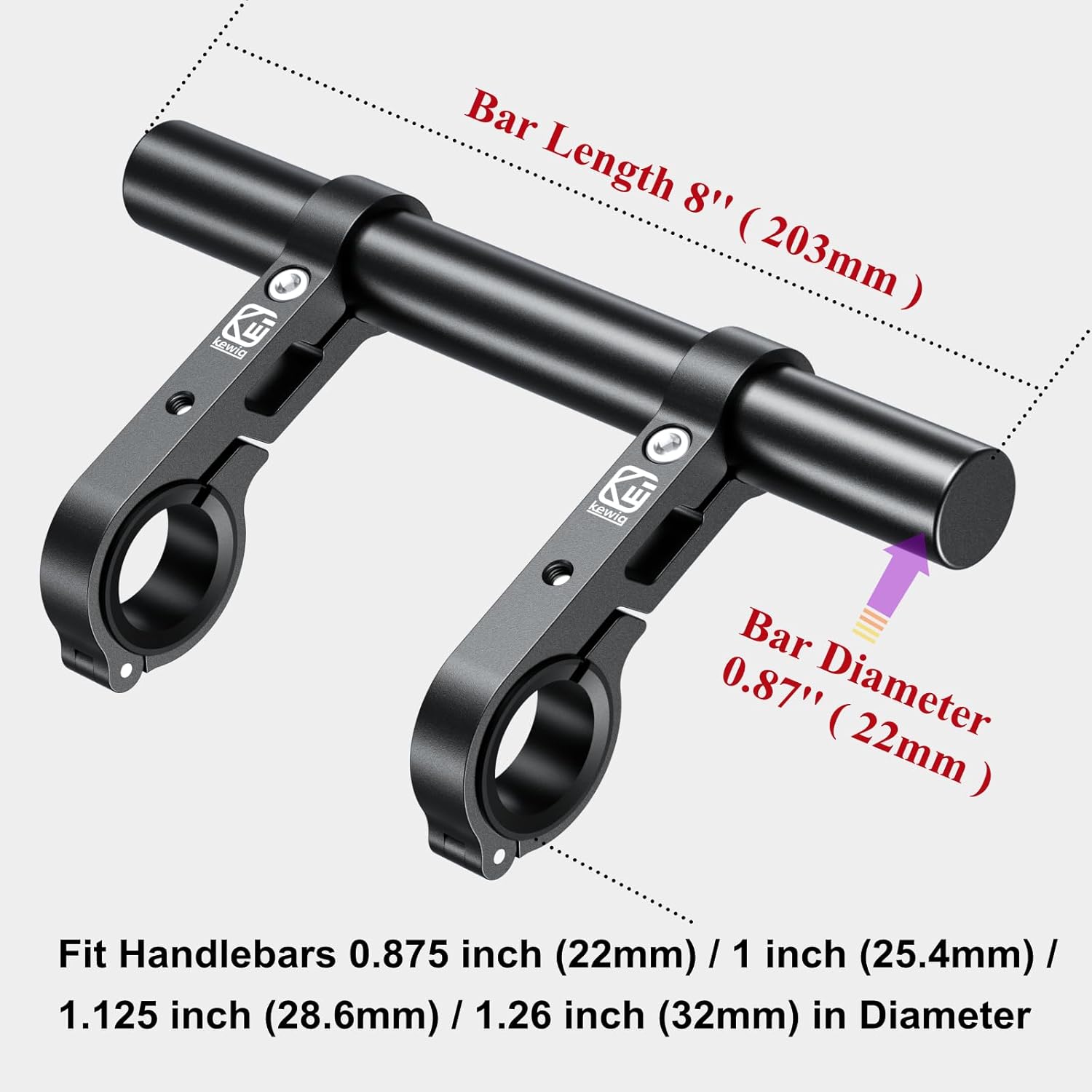 BRCOVAN Aluminum Alloy Handlebar Extender Extensions with 8'' Long Cross Bar with Double Clamp Mounting Base Fit 0.875'' / 1'' / 1.125'' / 1.26'' Handlebars for Bike Bicycle Motorcycle Scooter ATV - Image 6
