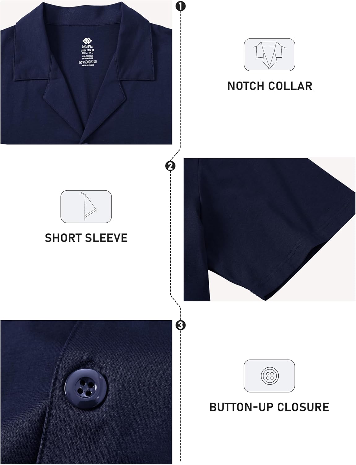 Men's Button Up Pajama Shirt Cotton Men's Sleepwear Tops Cool Men's Pajama Tops Breathable Skin Friendly - Image 5
