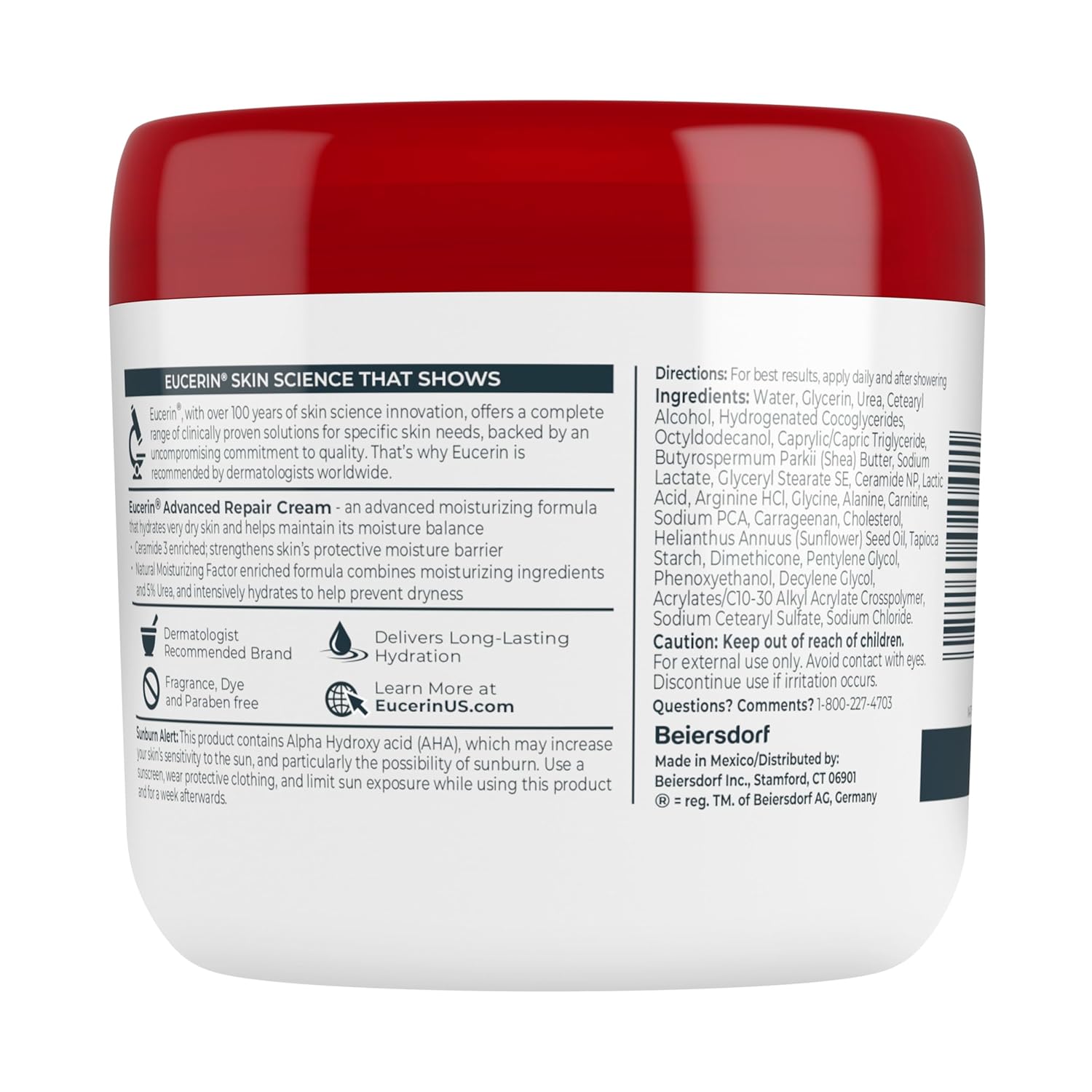 Eucerin Advanced Repair Body Cream, Urea Enriched, Unscented Body Cream for Dry Skin With Triple Moisturizing Complex, 16 OZ Jar - Image 15
