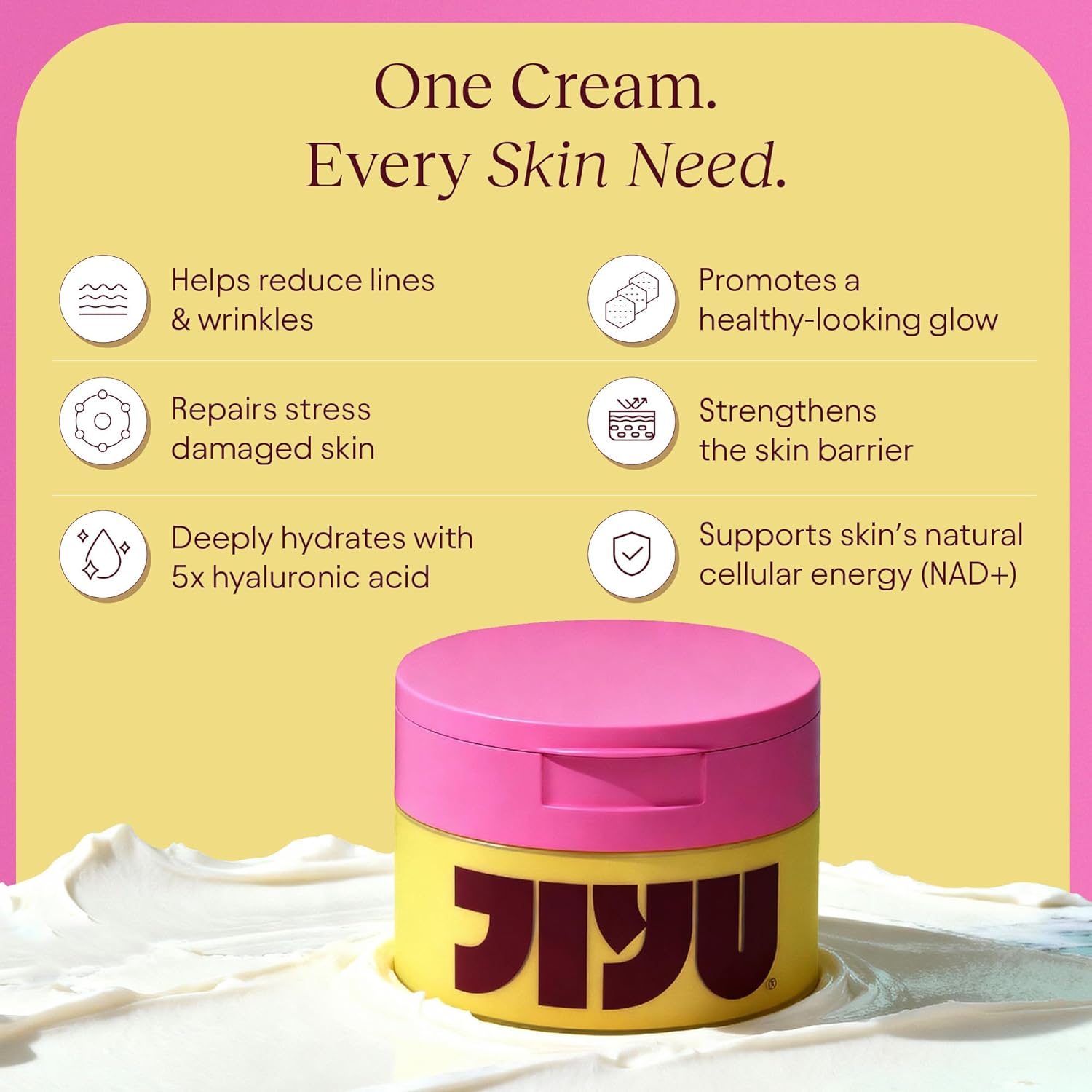 JiYu NAD+ Hydrating Face Moisturizer – Korean Anti-Aging Cream for Radiant, Firm & Smooth Skin – Deeply Hydrating & Brightening Daily Moisturizer Cream for Face and Body, All Skin Types – 50 ml - Image 3