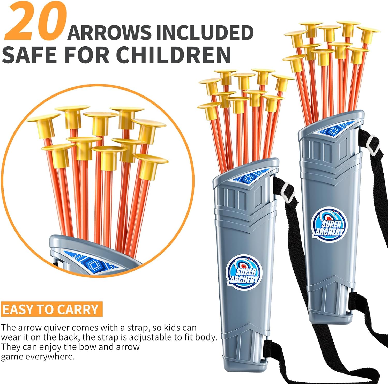 TEMI Bow and Arrow Set for Kids - Archery Toy Set - LED Light Up with Suction Cup Arrows, Target & Quiver, Indoor and Outdoor Toys for Children Boys Girls - Image 4