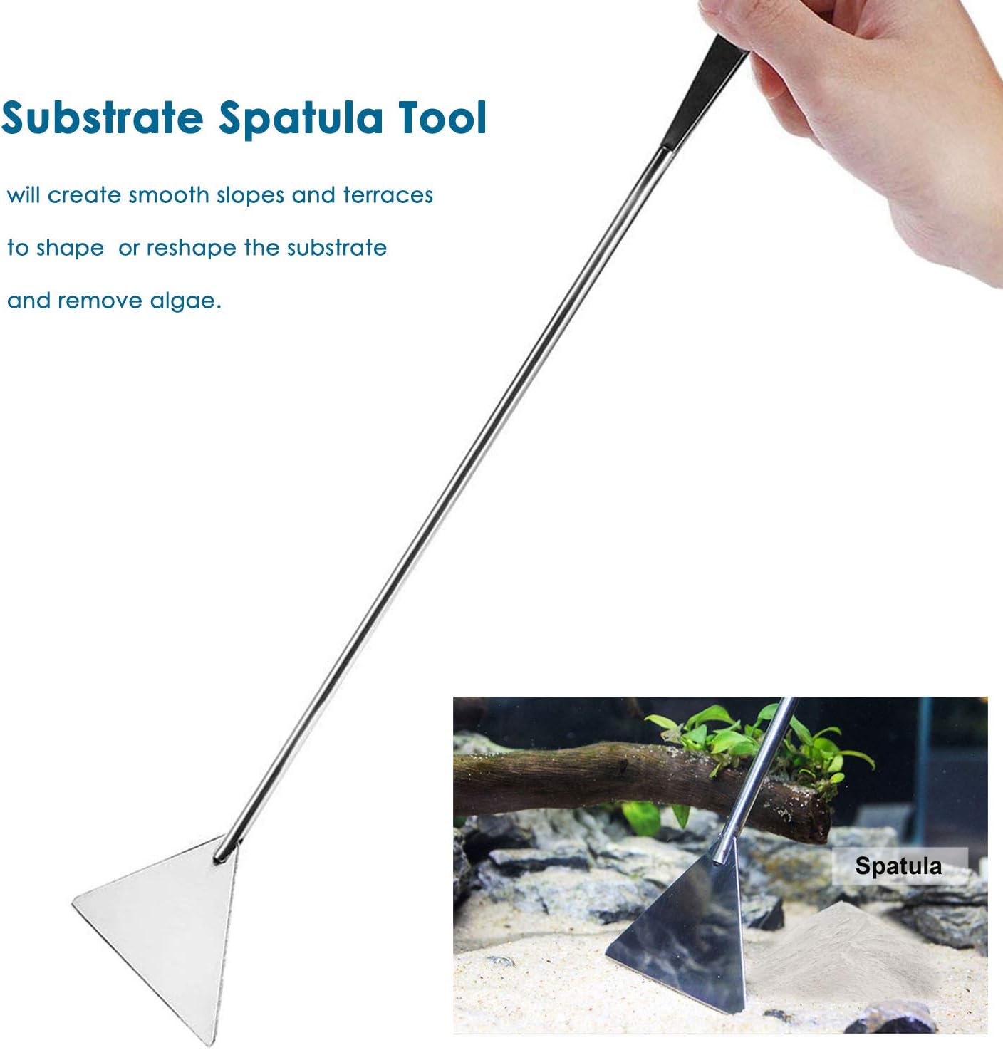 Capetsma Aquascape Long Stainless Steel Plant Tools Set - Aquarium Tweezers, Scissors, Spatula, Algae Scrapers - Fish Tank Cleaning Kit - Image 4