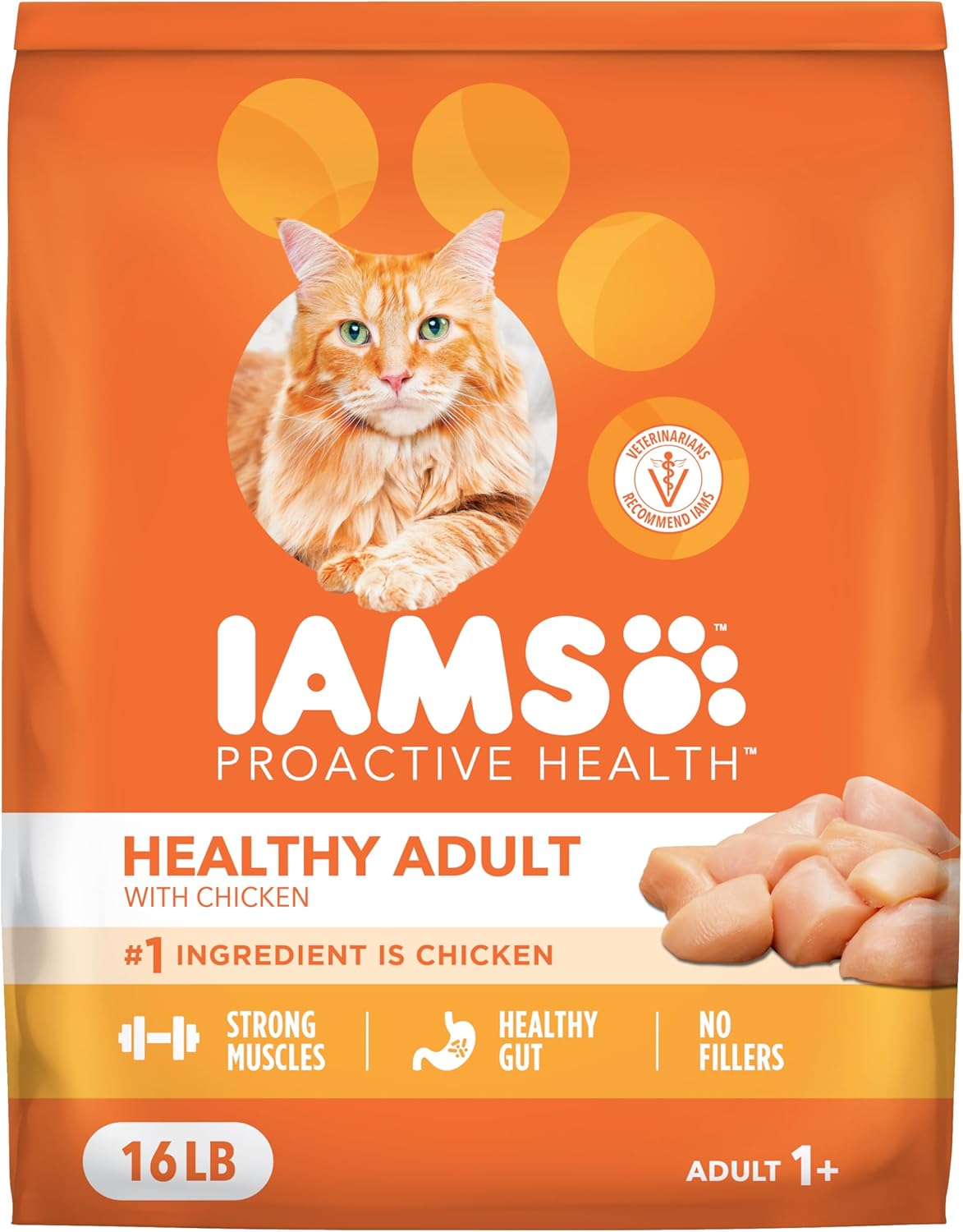 IAMS Proactive Health Dry Cat Food, Healthy Cat Food Dry Recipe for Adults, with Chicken 16 lb. Bag IAMS Proactive Health Dry Cat Food, Healthy Cat Food Dry Recipe for Adults, with Chicken 16 lb. Bag