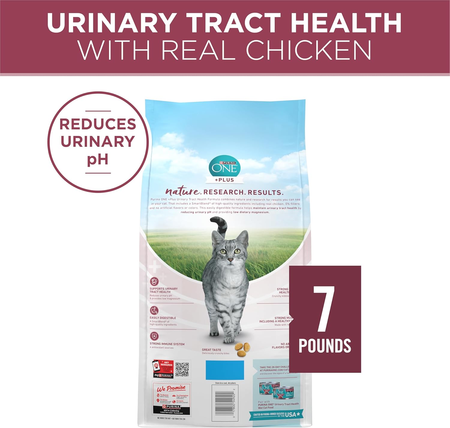 Purina ONE High Protein Dry Cat Food, +Plus Urinary Tract Health Formula - 7 lb. Bag - Image 9
