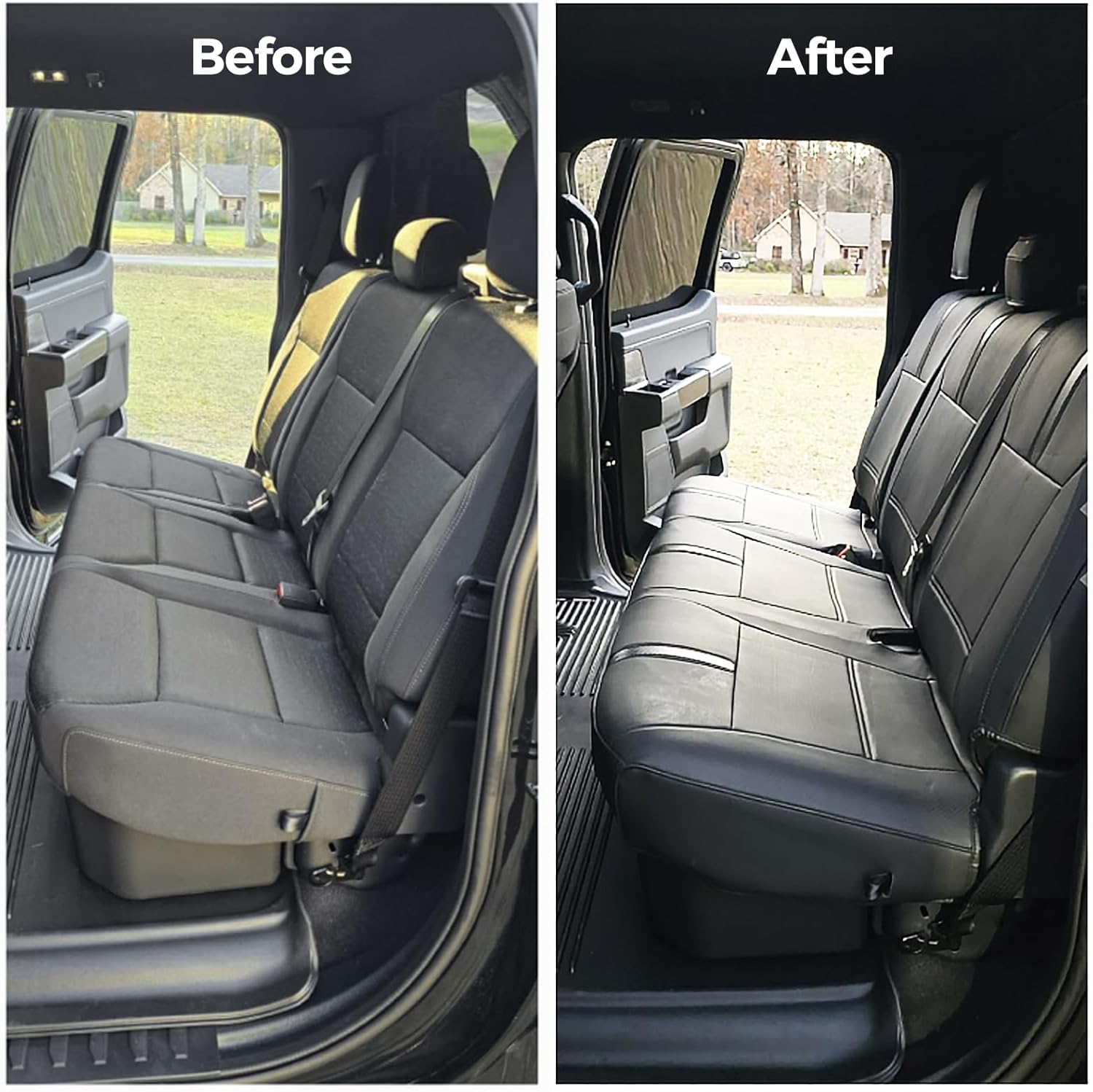 CreekT® Full Set Seat Covers for Ford F150 2015-2026, Waterproof Pickup Custom Fit Faux Leather Seat Covers for Ford F-150 Accessories 2021 2022 2023 2024 2025 2026 Super Crew/Crew Cab(XL,XLT) - Image 6