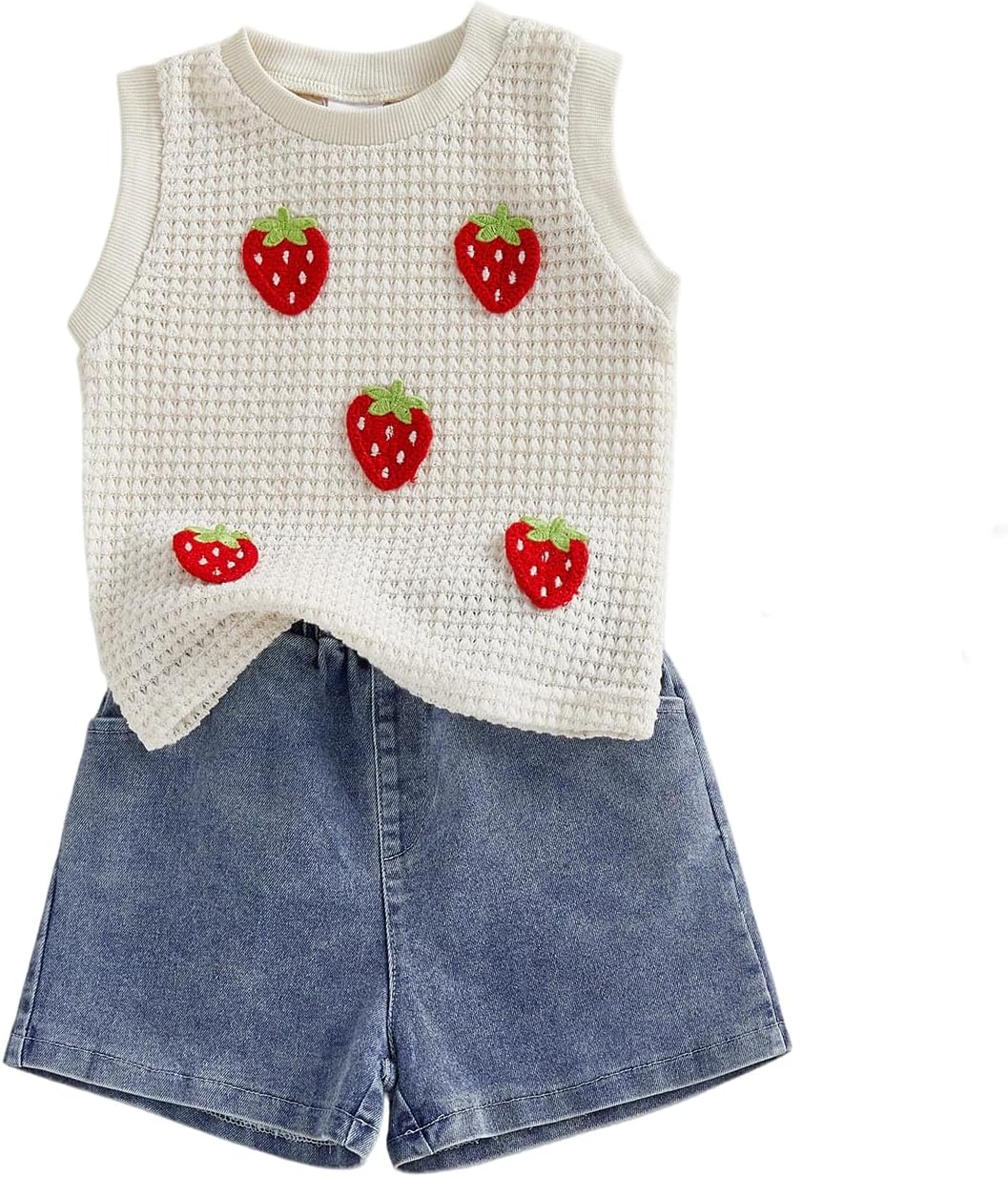 YINGISFITM Toddler Girl Clothes Baby Summer Waffle Knit Tank Top Sleeveless Shirt Jeans Shorts Floral Outfit Girls Clothing YINGISFITM Toddler Girl Clothes Baby Summer Waffle Knit Tank Top Sleeveless Shirt Jeans Shorts Floral Outfit Girls Clothing