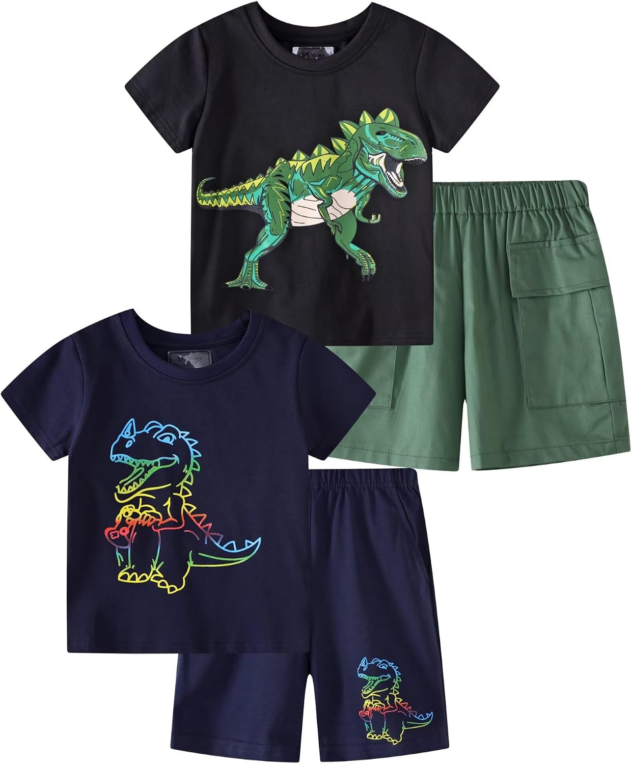 Boy Summer Clothes Toddler Outfits Kids Cotton Short Sleeve Shirt Shorts Set 2-7 Years - Image 2