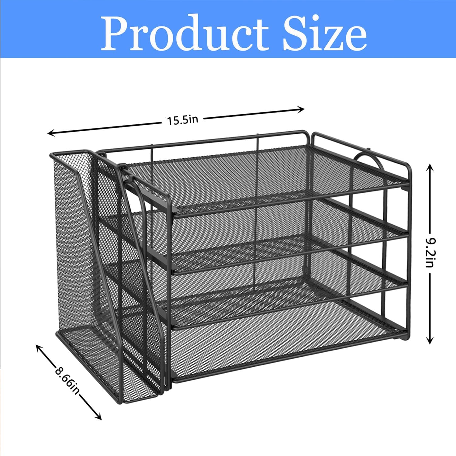 gianotter 4-Tier Paper Organizer With Magazine Holder, Desk Organizers and Accessories, Desk Accessories & Workspace Organizers, File Organizer for Office Supplies Storag (Black, 4-Tier) - Image 5