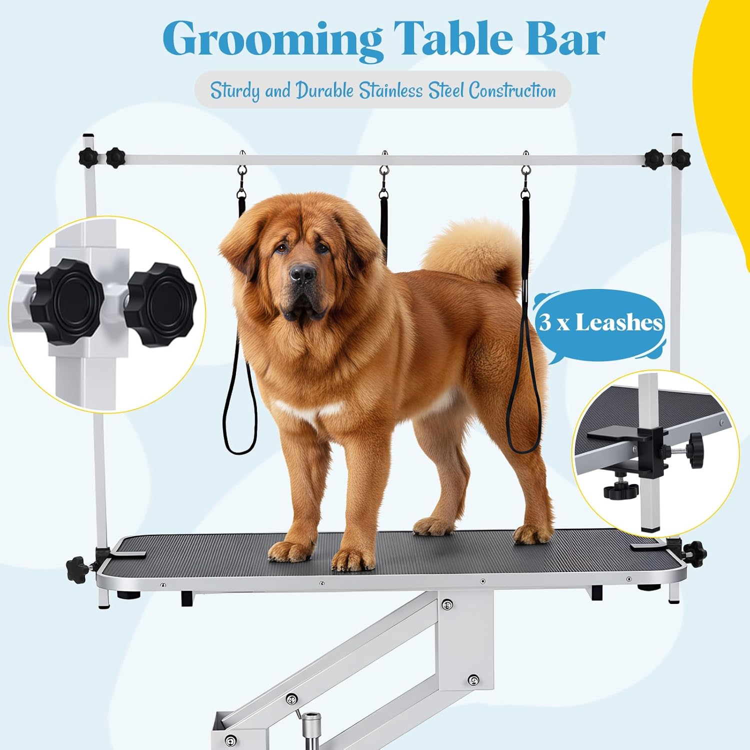 Garvee 43.3 in Hydraulic Pet Grooming Table, Professional Hydraulic Grooming Table w/Max 350 LBS Loading Capacity, 3 Adjsutable Nooses, Adjustable Height Range 22 in -39 in - Image 2