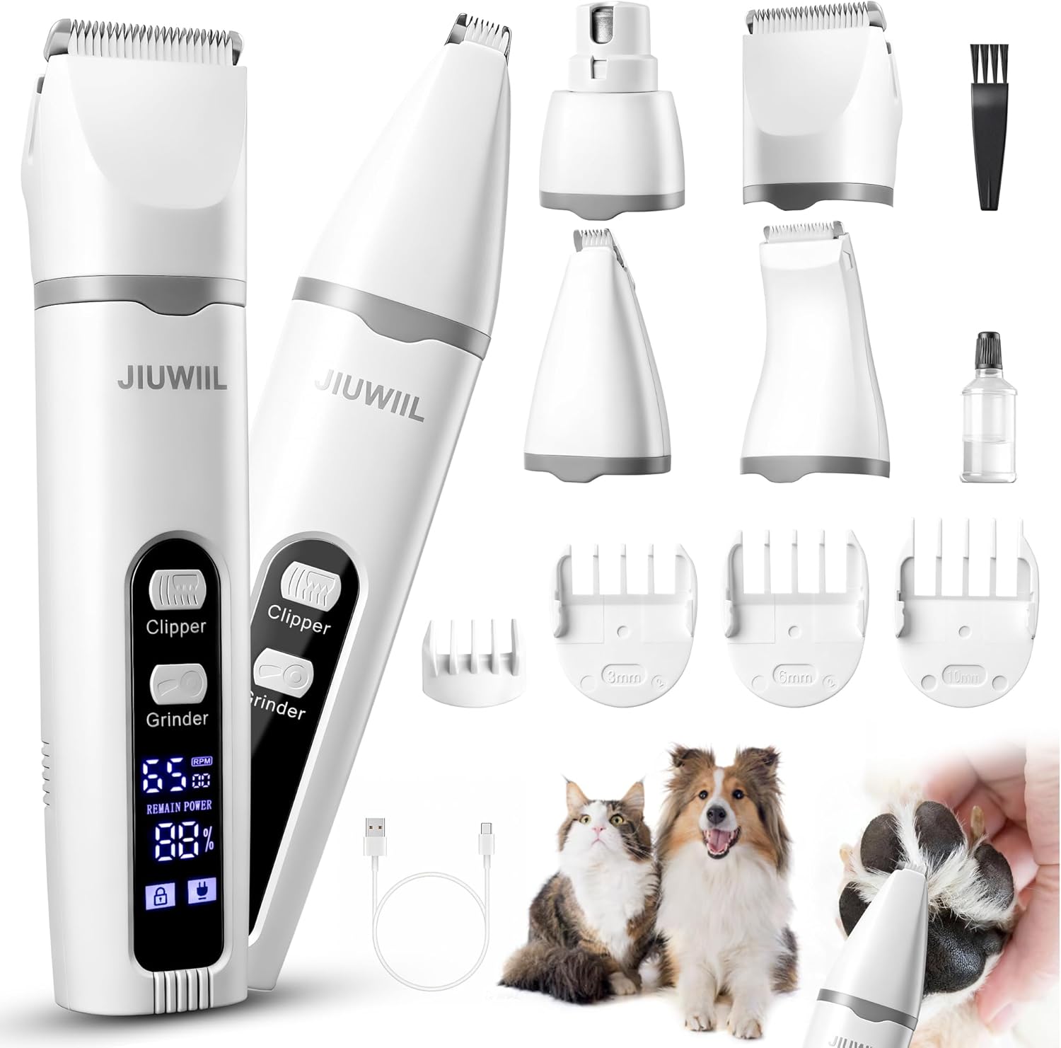 Dog Clippers for Grooming, 4 in 1 Dog Grooming Kit Hair Clipper with LCD Display, Dog Trimmer for Grooming, Dog Hair Trimmer for Paw Nail Grinder,Shaver Grooming Supplies for Pet Cats Dogs Dog Clippers for Grooming, 4 in 1 Dog Grooming Kit Hair Clipper with LCD Display, Dog Trimmer for Grooming, Dog Hair Trimmer for Paw Nail Grinder,Shaver Grooming Supplies for Pet Cats Dogs