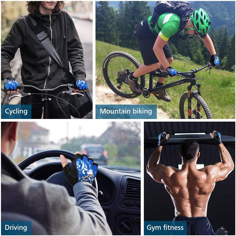 Accmor Cycling Gloves for Women Men, Half Finger Bike Gloves, Road Bicycle Gloves, Shock-Absorbing Anti-Slip Breathable Motorcycle Mountain Bike Gloves for Men Women Adults - Image 7