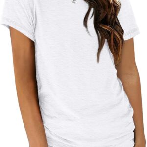 AUTOMET Women’s Casual Shirt Soft Short Sleeve Round Neck Spring Summer Tops