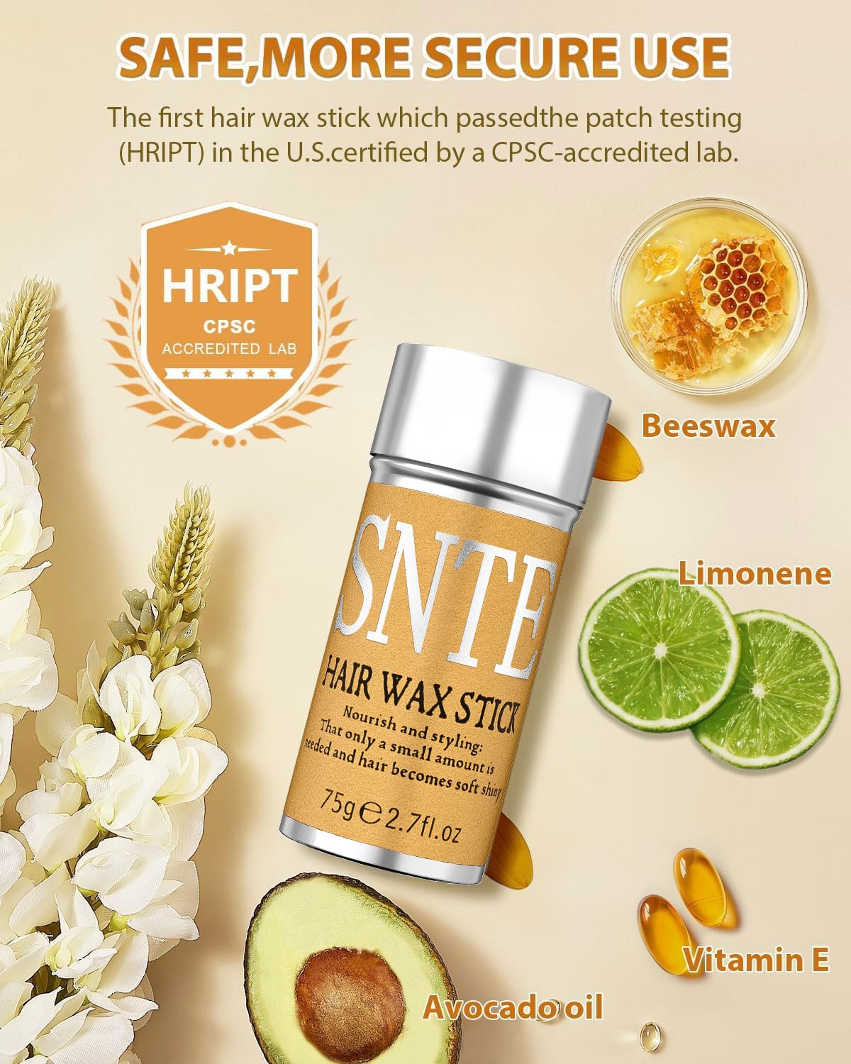 Samnyte Hair Wax Stick, Gel Tamer for Flyaways, Nourishing Slick Stick Pomade for Women & Kids, Slick Back & Styling Cream, Hair Styling Accessories for Teen Girls Gifts, 2.7 Fl Oz | Nourishing - Image 5