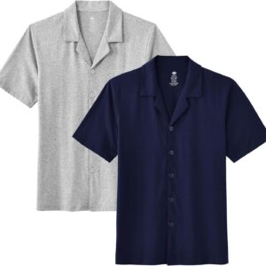 Men’s Button Up Pajama Shirt Cotton Men’s Sleepwear Tops Cool Men’s Pajama Tops Breathable Skin Friendly