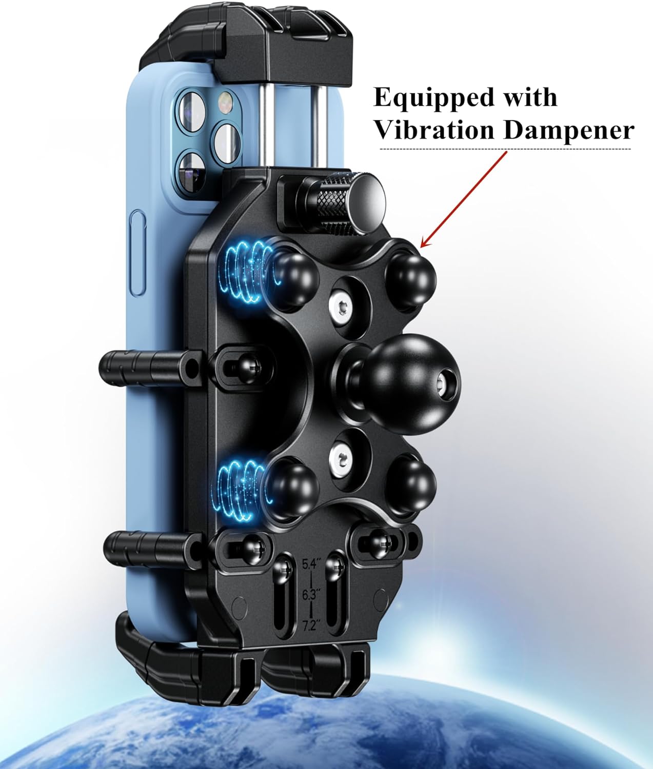 BRCOVAN Anti-Theft Motorcycle Phone Mount Holder with Vibration Dampener & High-Speed Secure Lock, Adjustable Size Handlebar Cellphone Cradle for Bike Bicycle Scooter ATV, Fit 5.4-7.2'' Smartphone - Image 8