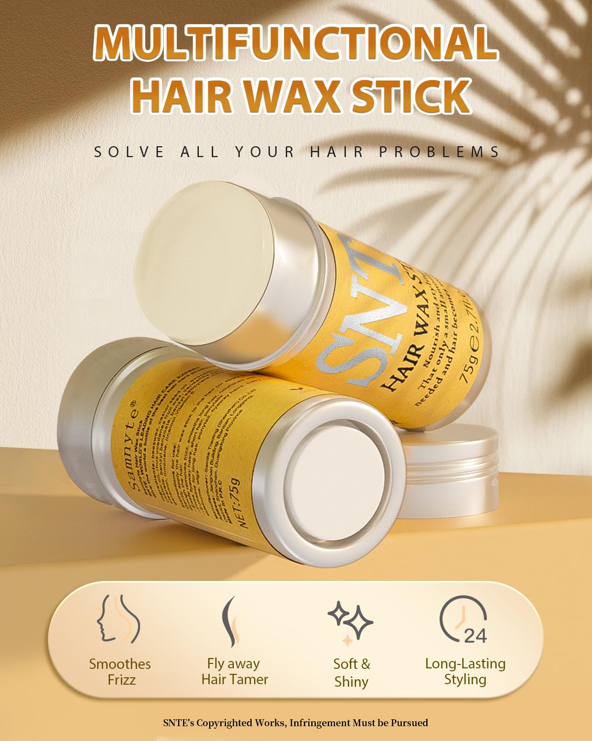 Samnyte Hair Wax Stick, Gel Tamer for Flyaways, Nourishing Slick Stick Pomade for Women & Kids, Slick Back & Styling Cream, Hair Styling Accessories for Teen Girls Gifts, 2.7 Fl Oz | Nourishing - Image 2