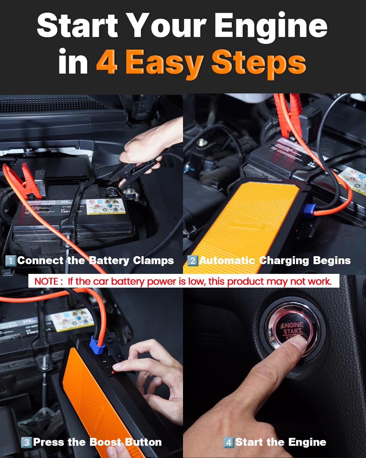 Autowit Super Capacitor Jump Starter, 12V Batteryless Portable Jump Box, Jumper Cables for 8.0 Gas&4.0 Diesel Car, Portable Jump Starter for Car Battery, Bulit-in Supercapacitor, No Need Pre-Charge - Image 7