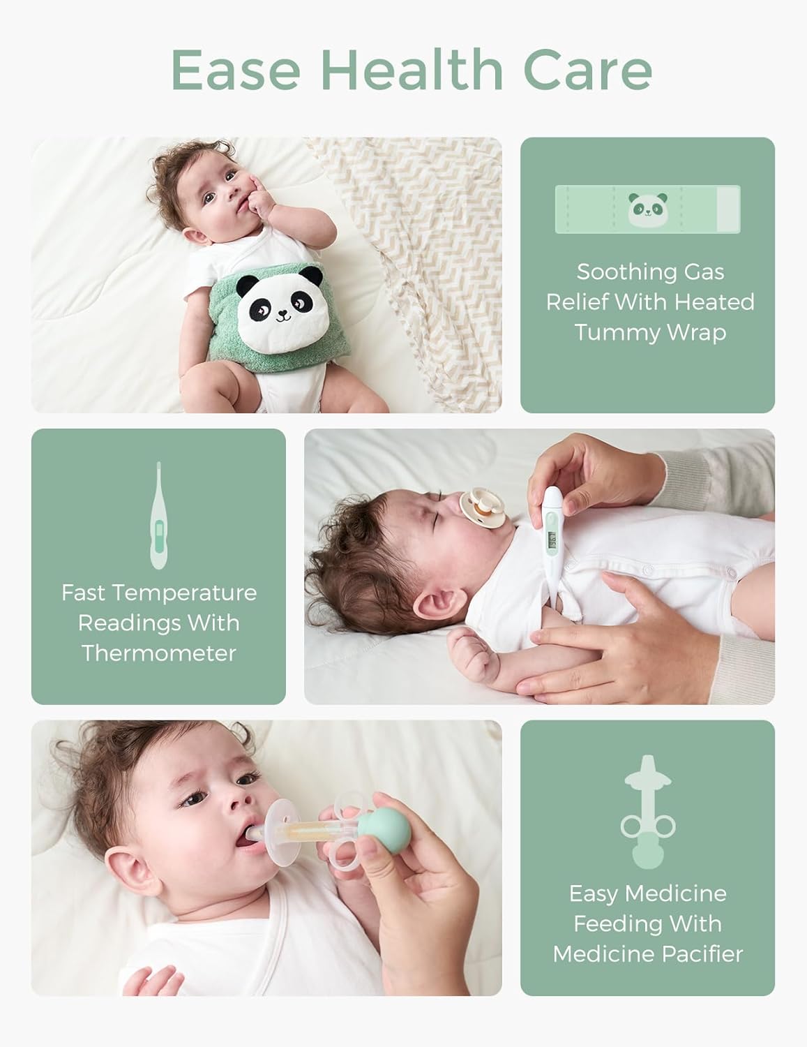 Momcozy Elite Baby Kit, Superior Baby Shower & Registry Essential Kit for Grooming & Health & Cleansing Care, Electric Nail File & Nasal Aspirator,Tummy Wrap,Thermometer,Bath Brush,Teether,Storage Bag - Image 4